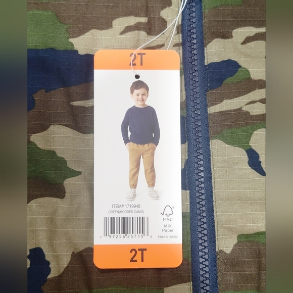 KOALA KIDS 3pc Set 2T Green Hooded Camo Jacket Long Sleeve Tee Pants Outfit NWT - Picture 5 of 14